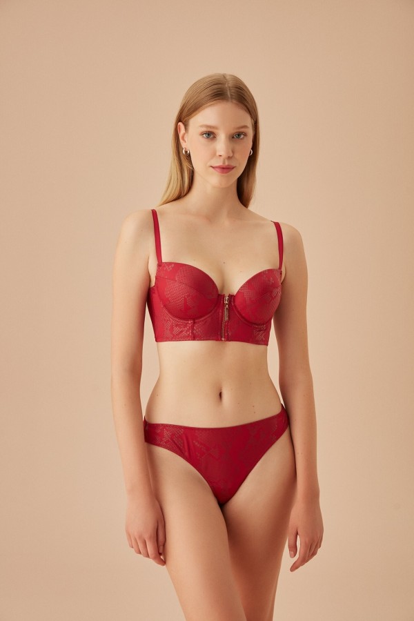 BEBE MAVİ TÜL DETAYLI DESENLİ SÜTYEN TAKIMI